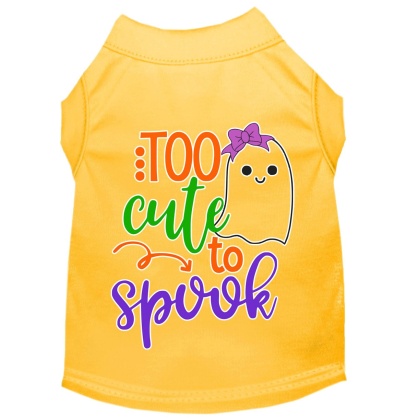 Too Cute to Spook-Girly Ghost Screen Print Dog Shirt Yellow Lg