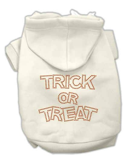 Trick or Treat Rhinestone Hoodies Cream L