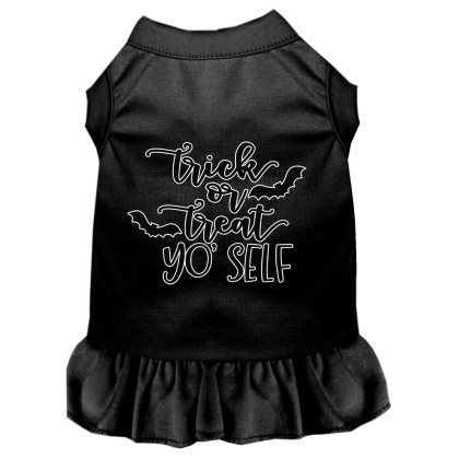 Trick or Treat Yo' Self Screen Print Dog Dress Black 4X