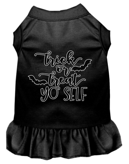 Trick or Treat Yo' Self Screen Print Dog Dress Black 4X