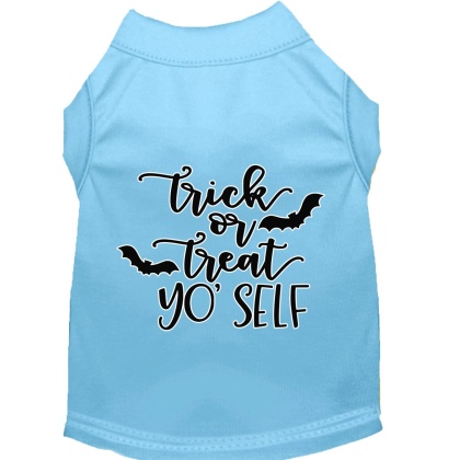 Trick or Treat Yo' Self Screen Print Dog Shirt Baby Blue Lg