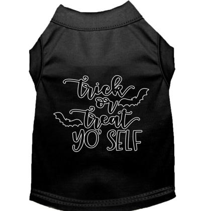 Trick or Treat Yo' Self Screen Print Dog Shirt Black Lg