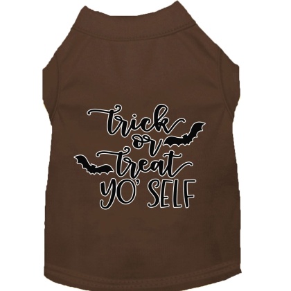 Trick or Treat Yo' Self Screen Print Dog Shirt Brown Lg