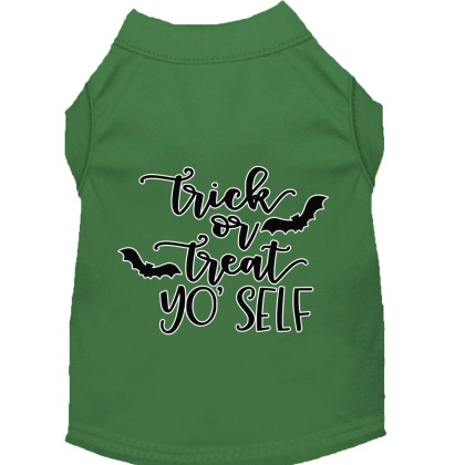 Trick or Treat Yo' Self Screen Print Dog Shirt Green Lg