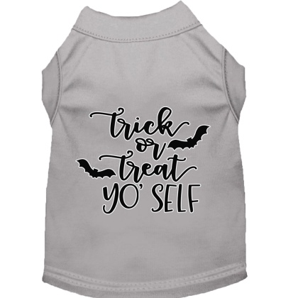 Trick or Treat Yo' Self Screen Print Dog Shirt Grey Lg