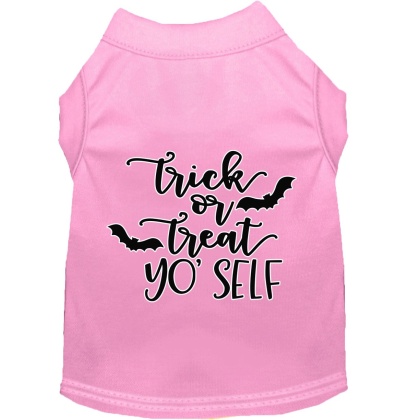 Trick or Treat Yo' Self Screen Print Dog Shirt Light Pink Lg
