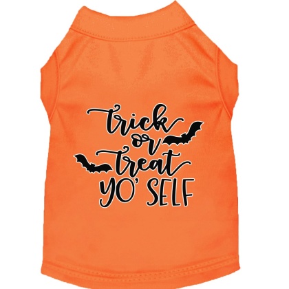 Trick or Treat Yo' Self Screen Print Dog Shirt Orange Lg