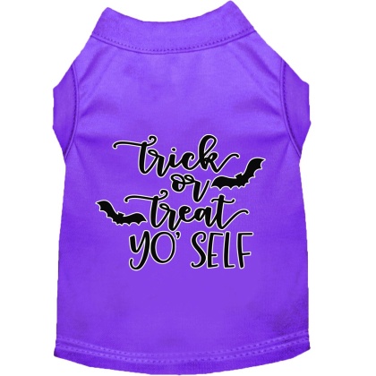 Trick or Treat Yo' Self Screen Print Dog Shirt Purple Lg
