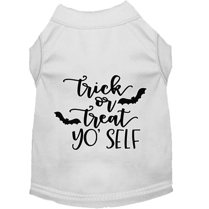 Trick or Treat Yo' Self Screen Print Dog Shirt White Lg