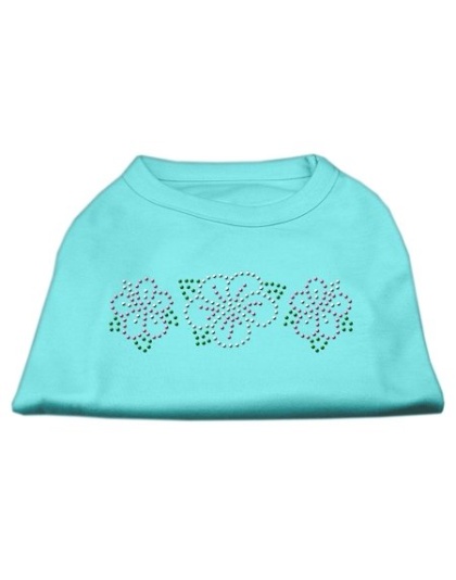 Tropical Flower Rhinestone Shirts Aqua L