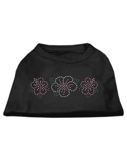 Tropical Flower Rhinestone Shirts Black L