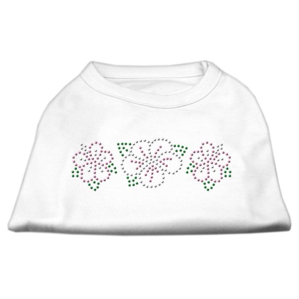 Tropical Flower Rhinestone Shirts White L