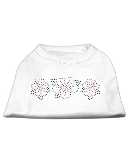 Tropical Flower Rhinestone Shirts White L