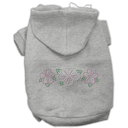 Tropical Flowers Rhinestone Hoodies Grey L