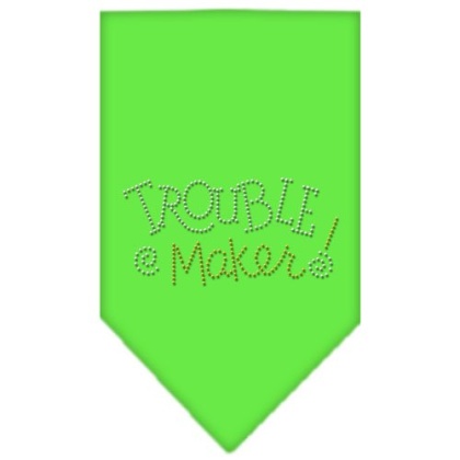 Trouble Maker Rhinestone Bandana Lime Green Large