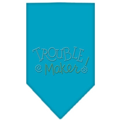 Trouble Maker Rhinestone Bandana Turquoise Large