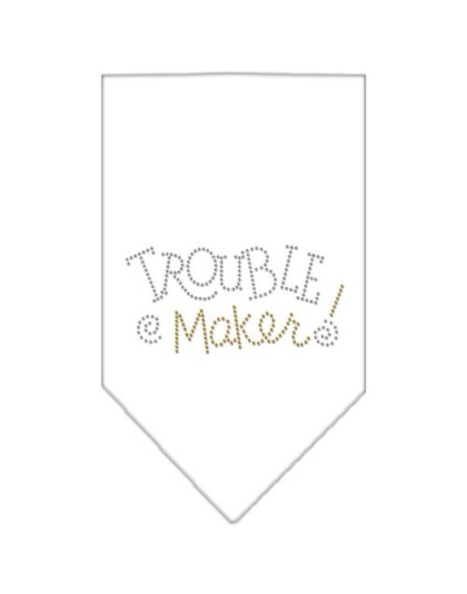 Trouble Maker Rhinestone Bandana White Large