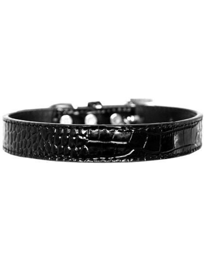 Tulsa Plain Croc Dog Collar Black Size 12