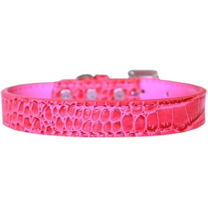 Tulsa Plain Croc Dog Collar Bright Pink Size 12