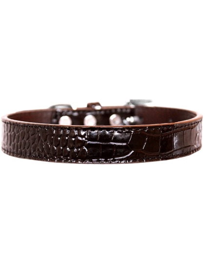 Tulsa Plain Croc Dog Collar Chocolate Size 12