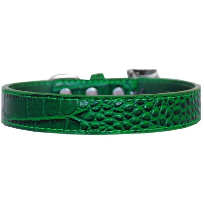 Tulsa Plain Croc Dog Collar Emerald Green Size 12
