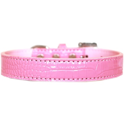 Tulsa Plain Croc Dog Collar Light Pink Size 12