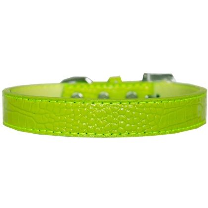 Tulsa Plain Croc Dog Collar Lime Green Size 12