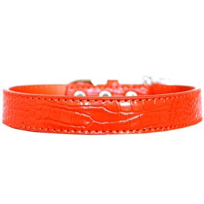 Tulsa Plain Croc Dog Collar Orange Size 12