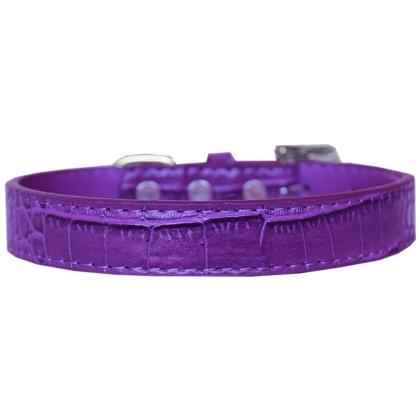 Tulsa Plain Croc Dog Collar Purple Size 12