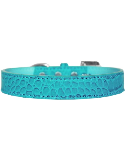 Tulsa Plain Croc Dog Collar Turquoise Size 12