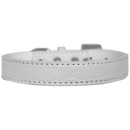 Tulsa Plain Croc Dog Collar White Size 12