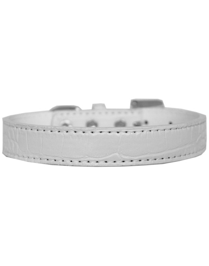 Tulsa Plain Croc Dog Collar White Size 12