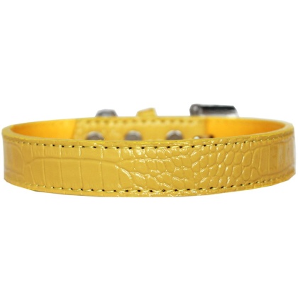 Tulsa Plain Croc Dog Collar Yellow Size 12