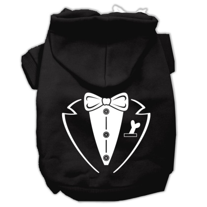 Tuxedo Screen Print Pet Hoodies Black Size Lg