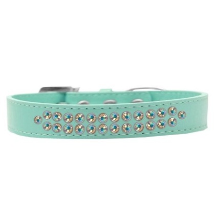 Two Row AB Crystal Size 12 Aqua Dog Collar