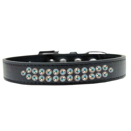 Two Row AB Crystal Size 12 Black Dog Collar