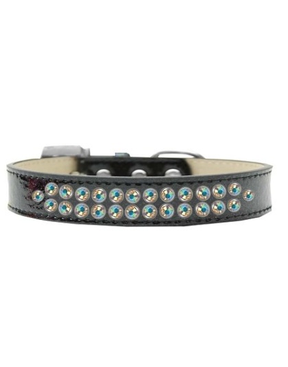 Two Row AB Crystal Size 12 Black Ice Cream Dog Collar