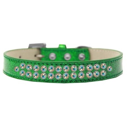Two Row AB Crystal Size 12 Emerald Green Ice Cream Dog Collar