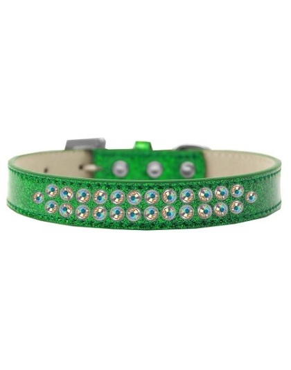 Two Row AB Crystal Size 12 Emerald Green Ice Cream Dog Collar