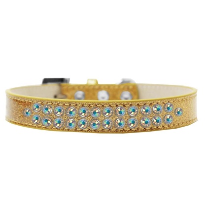 Two Row AB Crystal Size 12 Gold Ice Cream Dog Collar