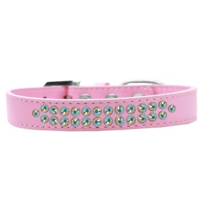 Two Row AB Crystal Size 12 Light Pink Dog Collar