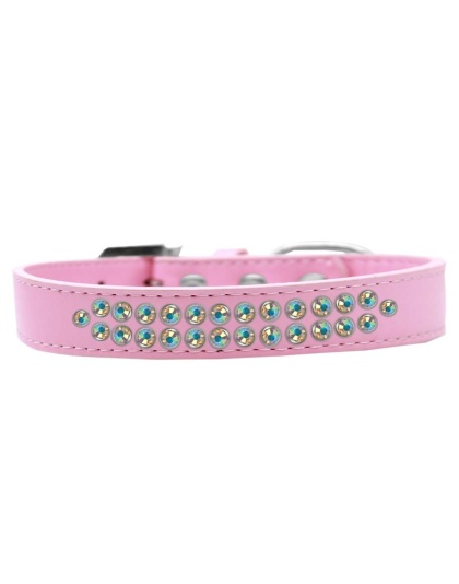 Two Row AB Crystal Size 12 Light Pink Dog Collar