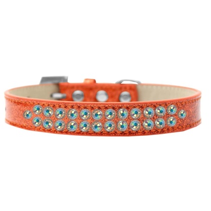 Two Row AB Crystal Size 12 Orange Ice Cream Dog Collar