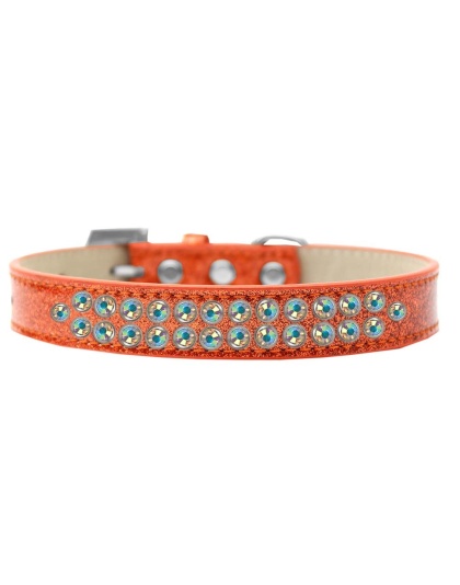 Two Row AB Crystal Size 12 Orange Ice Cream Dog Collar