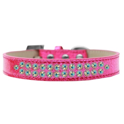 Two Row AB Crystal Size 12 Pink Ice Cream Dog Collar