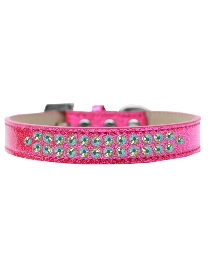 Two Row AB Crystal Size 12 Pink Ice Cream Dog Collar