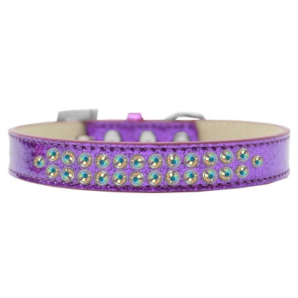 Two Row AB Crystal Size 12 Purple Ice Cream Dog Collar