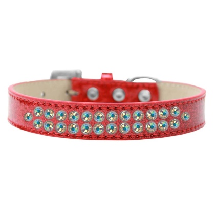 Two Row AB Crystal Size 12 Red Ice Cream Dog Collar