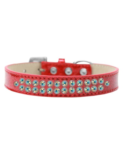 Two Row AB Crystal Size 12 Red Ice Cream Dog Collar