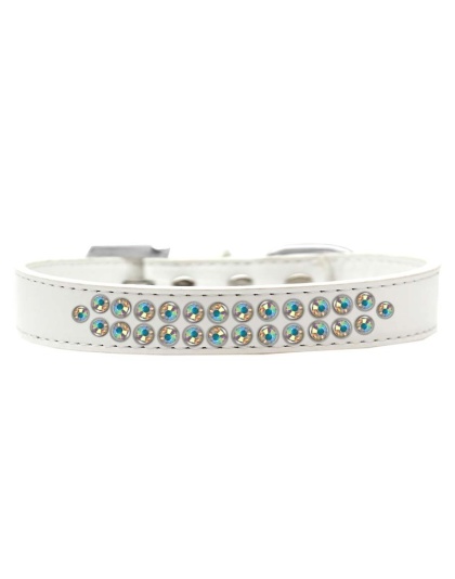 Two Row AB Crystal Size 12 White Dog Collar